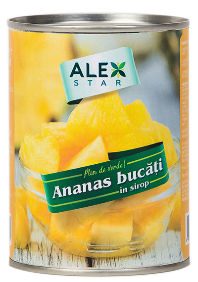 Alex Star Ananas bucăți în sirop 565 g